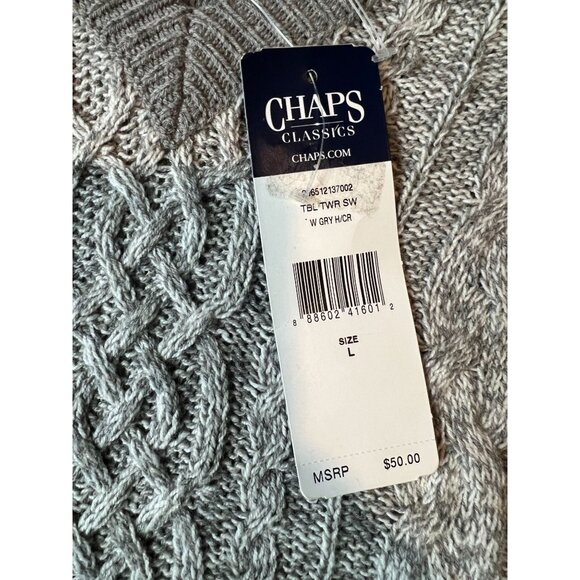 Chaps Classics Womens‎ Cable Knit Sweater Size L Gray Academia Cozy Core Classic - Picture 2 of 7